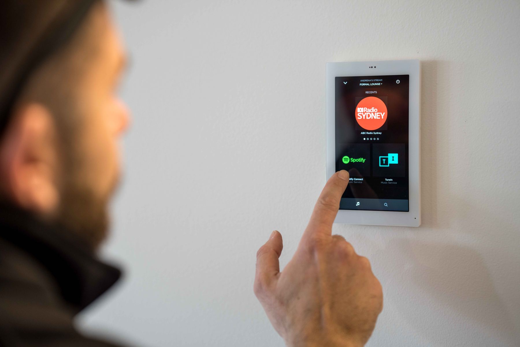 Savant music on a wall touch panel