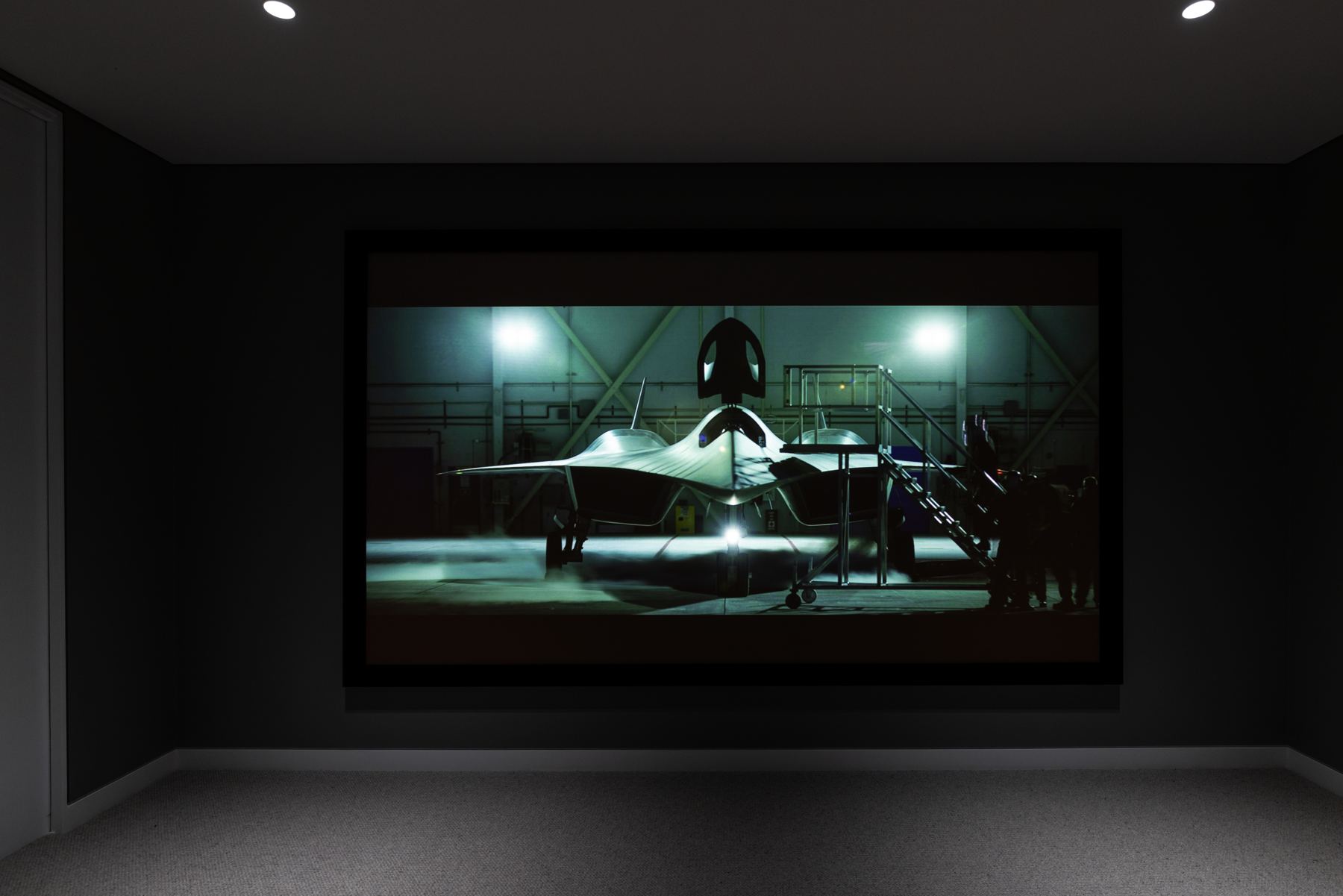 Dedicated home cinema with projection screen