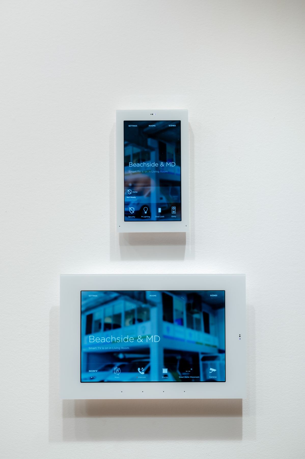 Savant touch panels on the BSES showroom wall