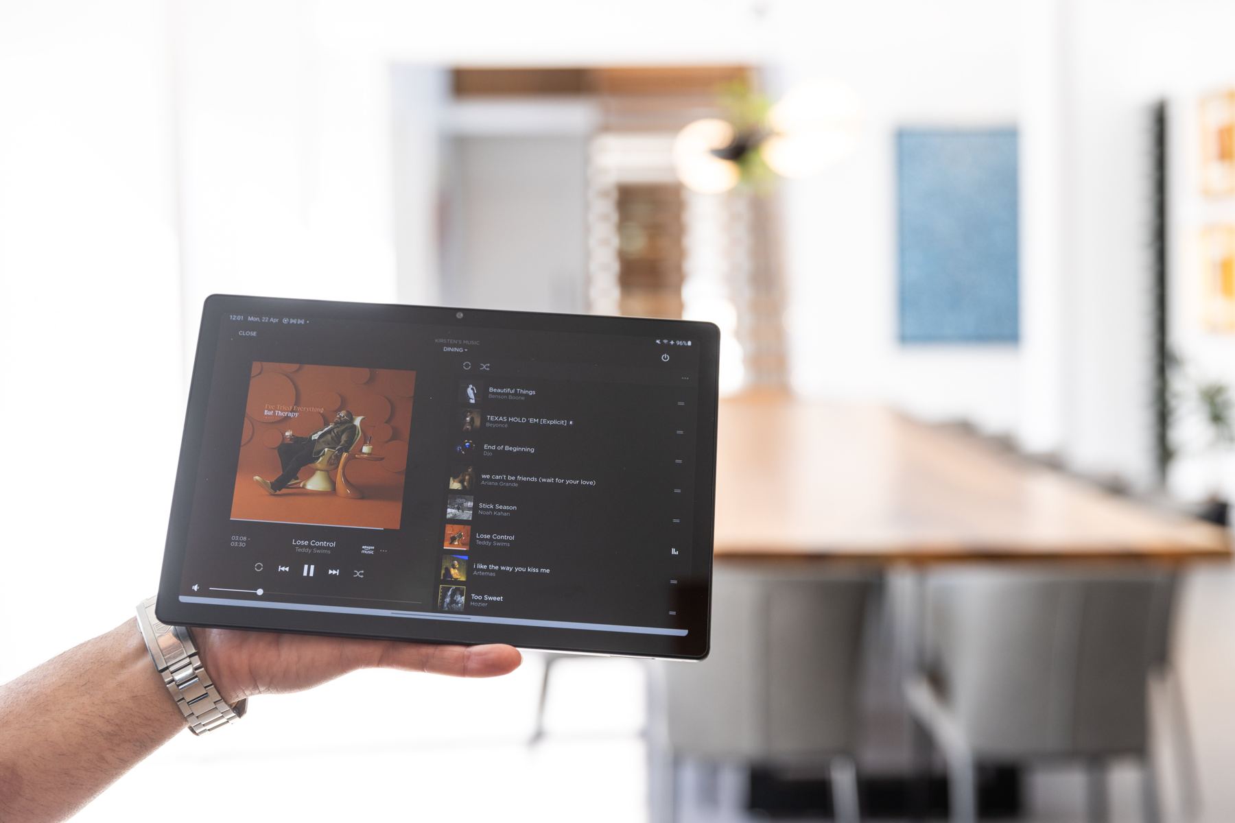 Savant music playing in the dining zone